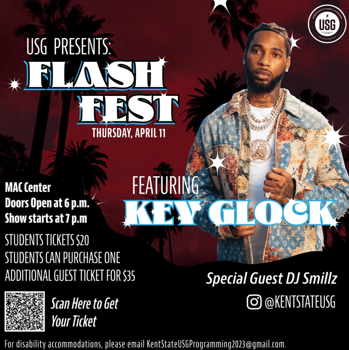 The informational flyer for USG's 2024 FlashFest.