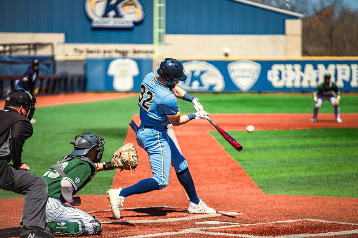 Redshirt Senior Josh Johnson swings at the ball from an East Michigan pitcher on April 7, 2024.