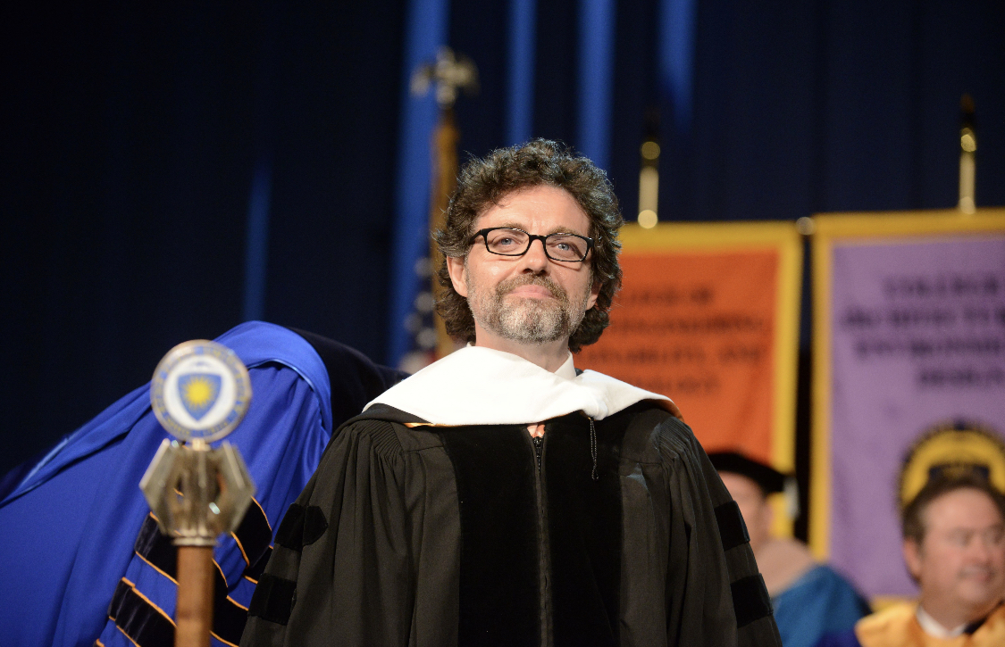 Jeff Richmond, a 1988 Kent State graduate and Emmy-award-winning musical composer, gave the commencement speech at the university's 2013 spring graduation.