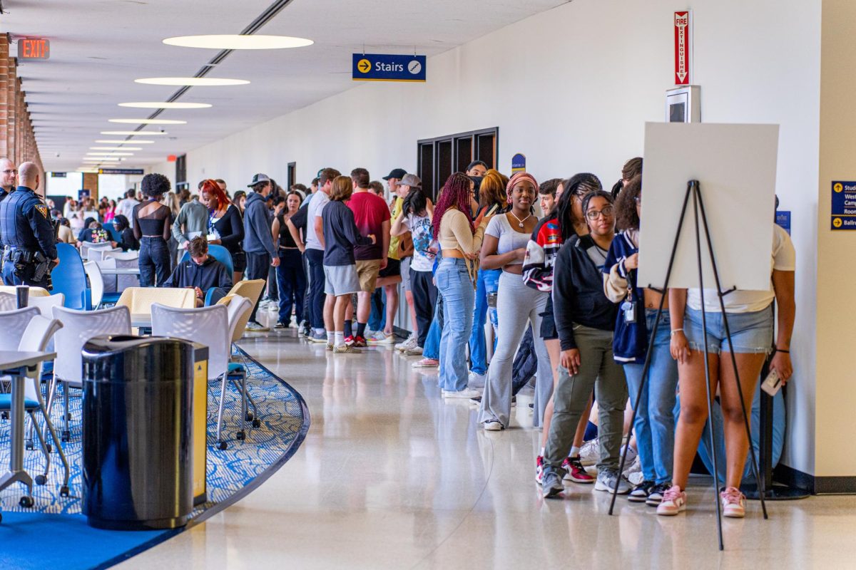 Attendees wait for entrance to the Key Glock concert on April 11, 2024.