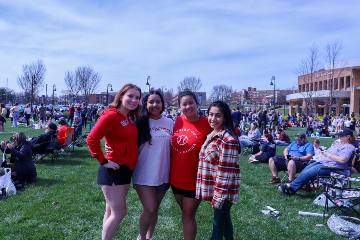 Victoria Robbins, Christina Maldonado, Vanessa Dao, and Ami Patel post the Solar Eclipse totality on April 8, 2024. 