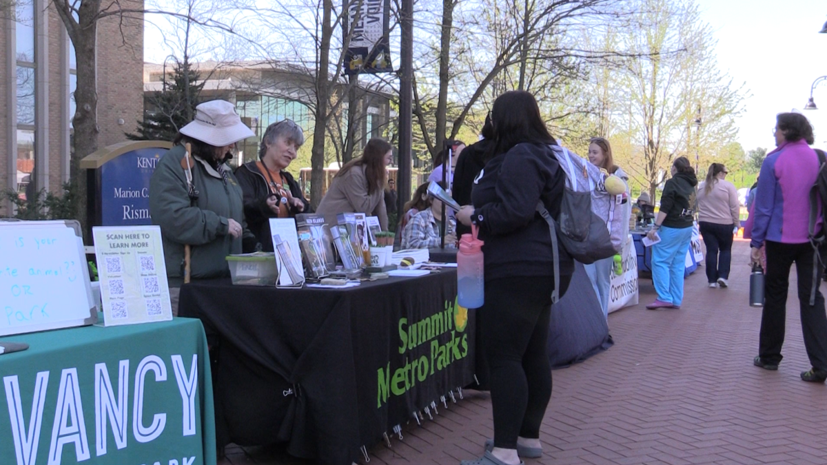 Tables set up at the annual Earth Fest celebration April 22, 2024.