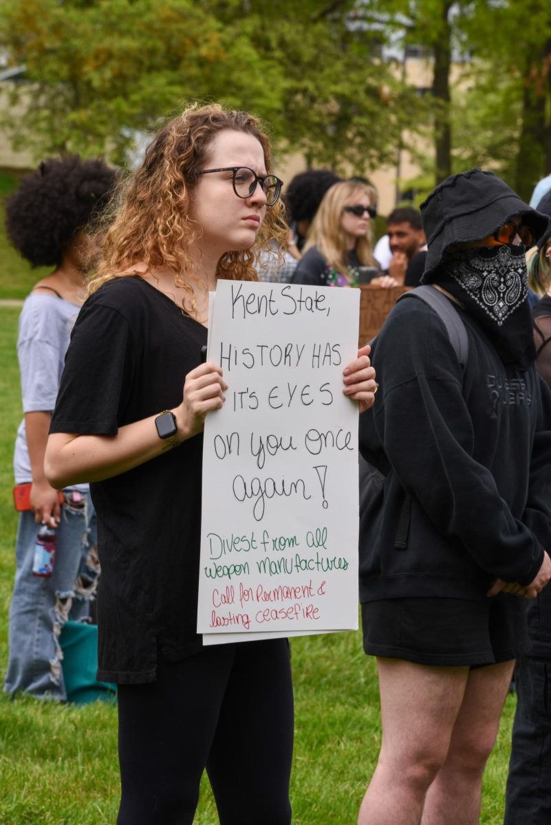 Deborah Rosa joins other protesters to speak out for Palestine at the annual May 4th Commemoration on May 4, 2024. 