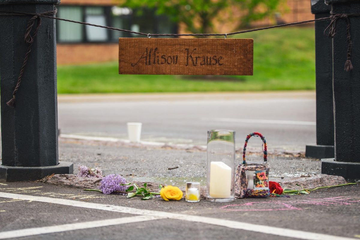 Gifts and flowers commemorate the lives lost during May 4 on May 4, 2024.