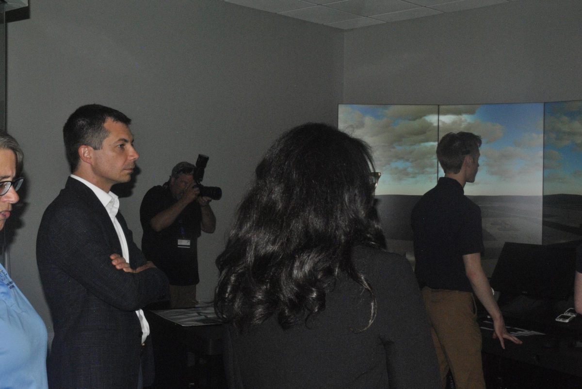 U.S Transportation Secretary Pete Buttigieg visits Kent State's new Aeronautics building, getting to see students use the college's state-of-the-art technology. 