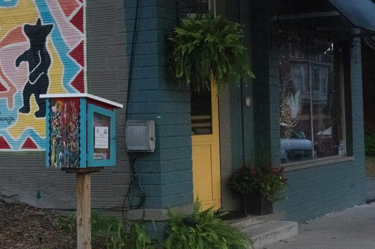 The kindness box is located in downtown Kent, outside of Scribbles Coffee Company.