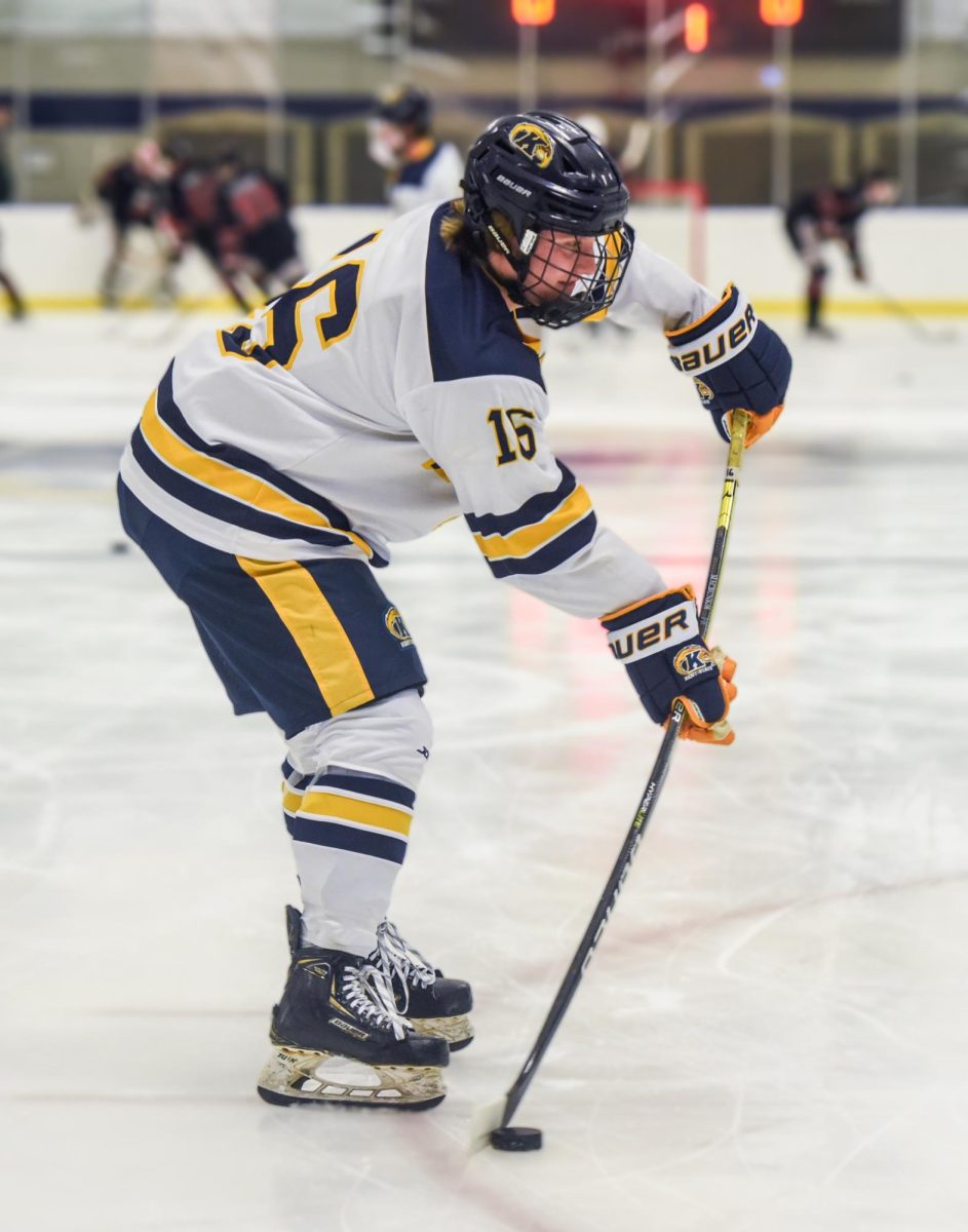 Kent State Sophomore and Forward Bryson Miller shoots on goal during warm-ups before the game against Northern Illinois. Sept. 14th, 2024.