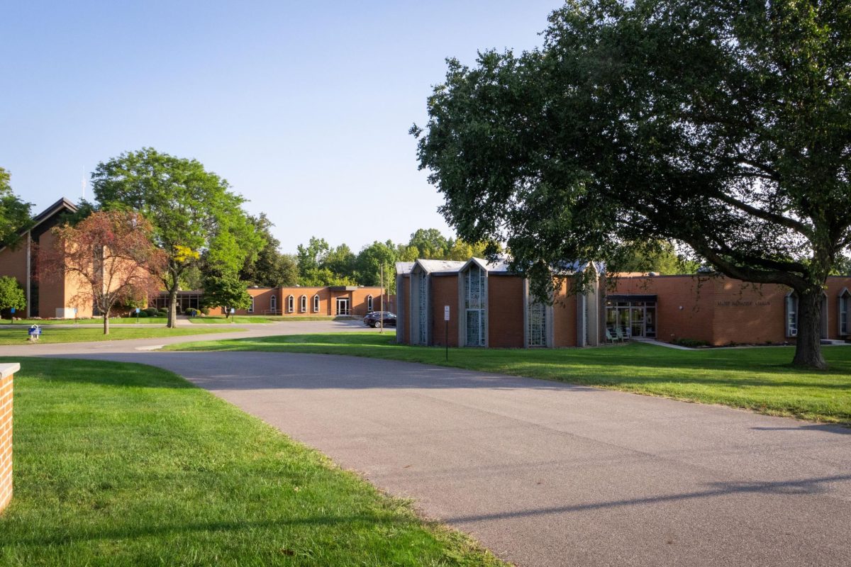 United Methodist Church, a possible voting location, is across from BP on Sept 13, 2024. 