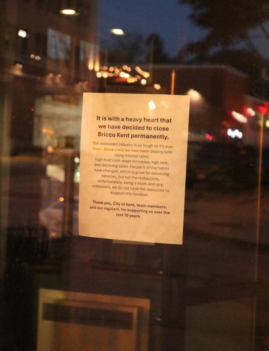 Bricco remains closed, with a sign on the door announcing its impending departure from Kent following a shutdown October 29, 2024. 