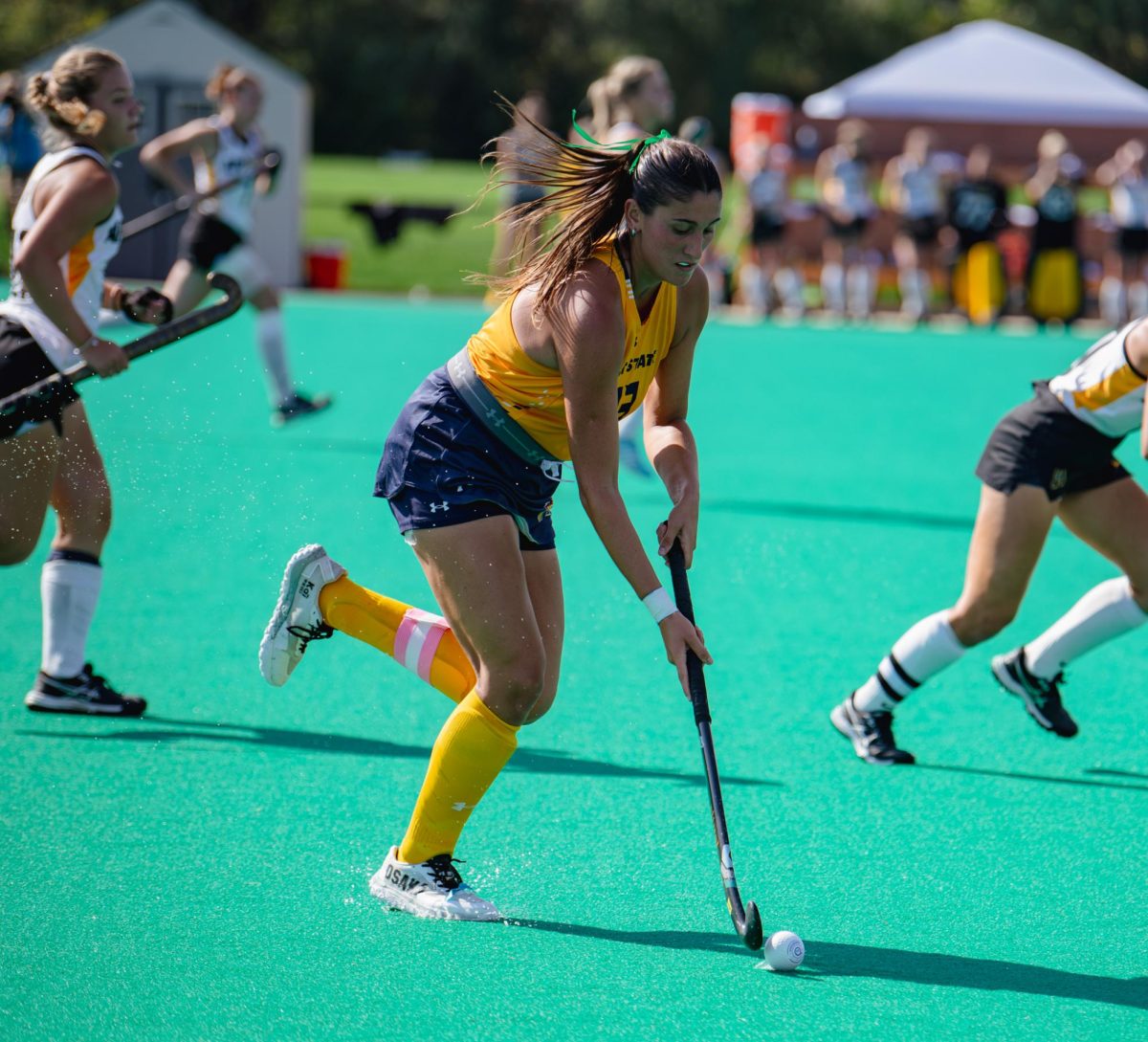 Kent State senior and midfielder Agustina Florio pushes towards the goal during the fourth quarter during their game against App. State, Oct. 4, 2024.