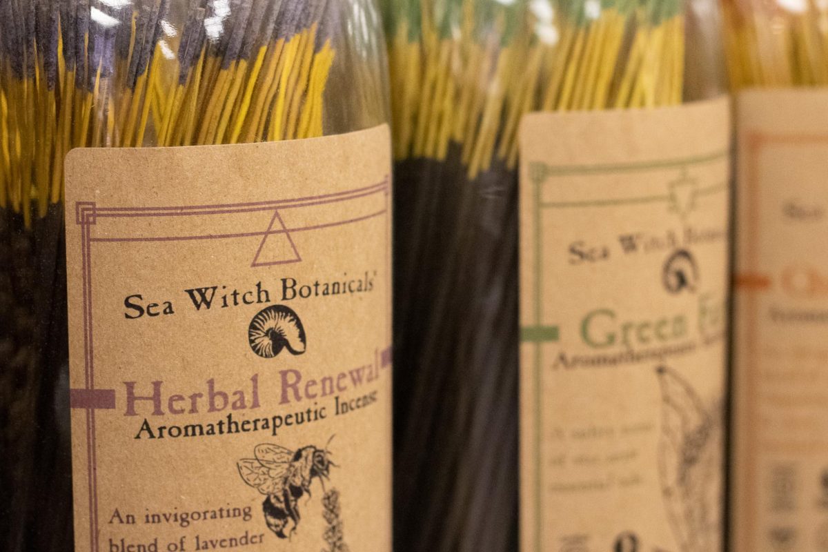 A few of the incense and candles available for purchase for customers on Oct. 17, 2024.