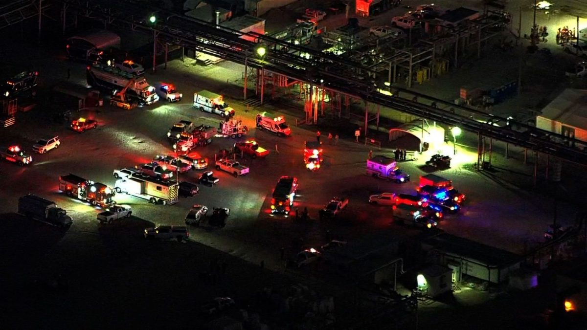 Emergency personnel respond to a chemical release in Deer Park, Texas on October 10.