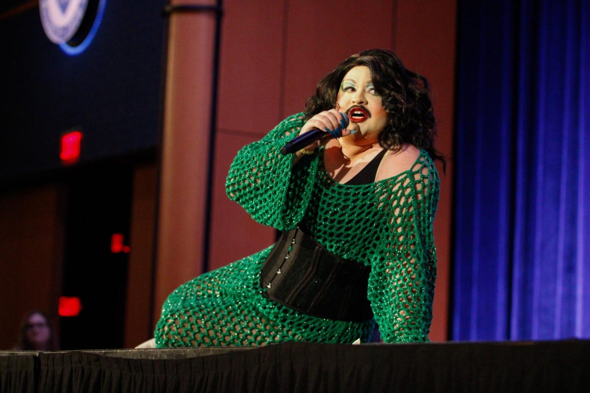 Co-host Frustisha Punch delivers a speech during Kent State's Sex Week Drag Show on Oct. 23, 2024. 