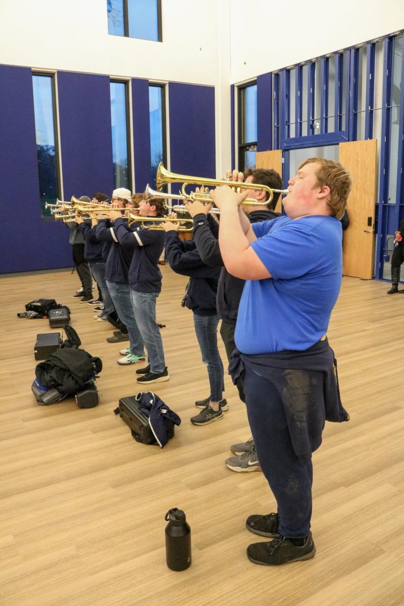 The Kent State University band does a sound check in the newly renovated practice space in the ice rink on November 15, 2024.