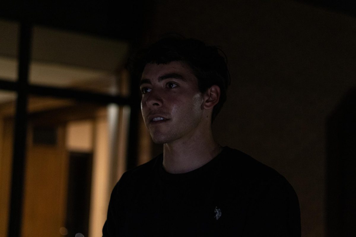 Christopher Basham, Kent State junior marketing major, casts a vote at United Methodist Church of Kent on Nov. 5th 2024.