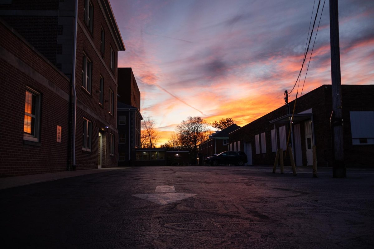 The sun rises over the Portage County board of elections office on Nov. 5th, 2024.