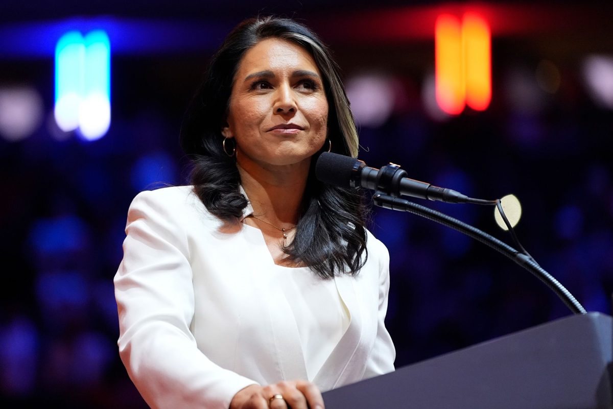 Tulsi Gabbard speaks before Donald Trump at a campaign rally at Madison Square Garden in October in New York.