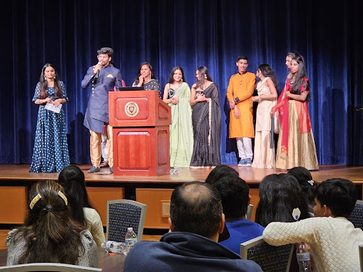 Members of the Kent Indian Association speak during the "DIA with KIA" post-Diwali celebration Saturday in the Student Center Ballroom.