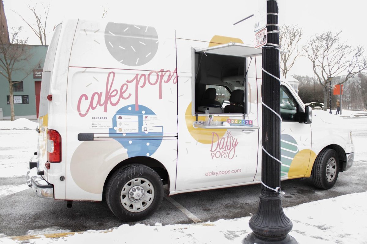 Daisy Pops came by with their truck at the Hometown Bank Plaza for people to come by and buy cake pops at the Snow Day event in downtown Kent on Jan. 25,2025. 