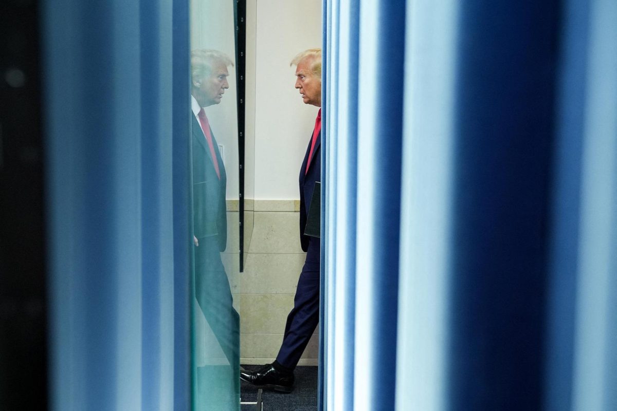 President Donald Trump arrives to the Brady Press Briefing Room at the White House on January 30 in Washington, DC. Trump will move forward with new tariffs on Canada, Mexico and China on February 1, the White House said.