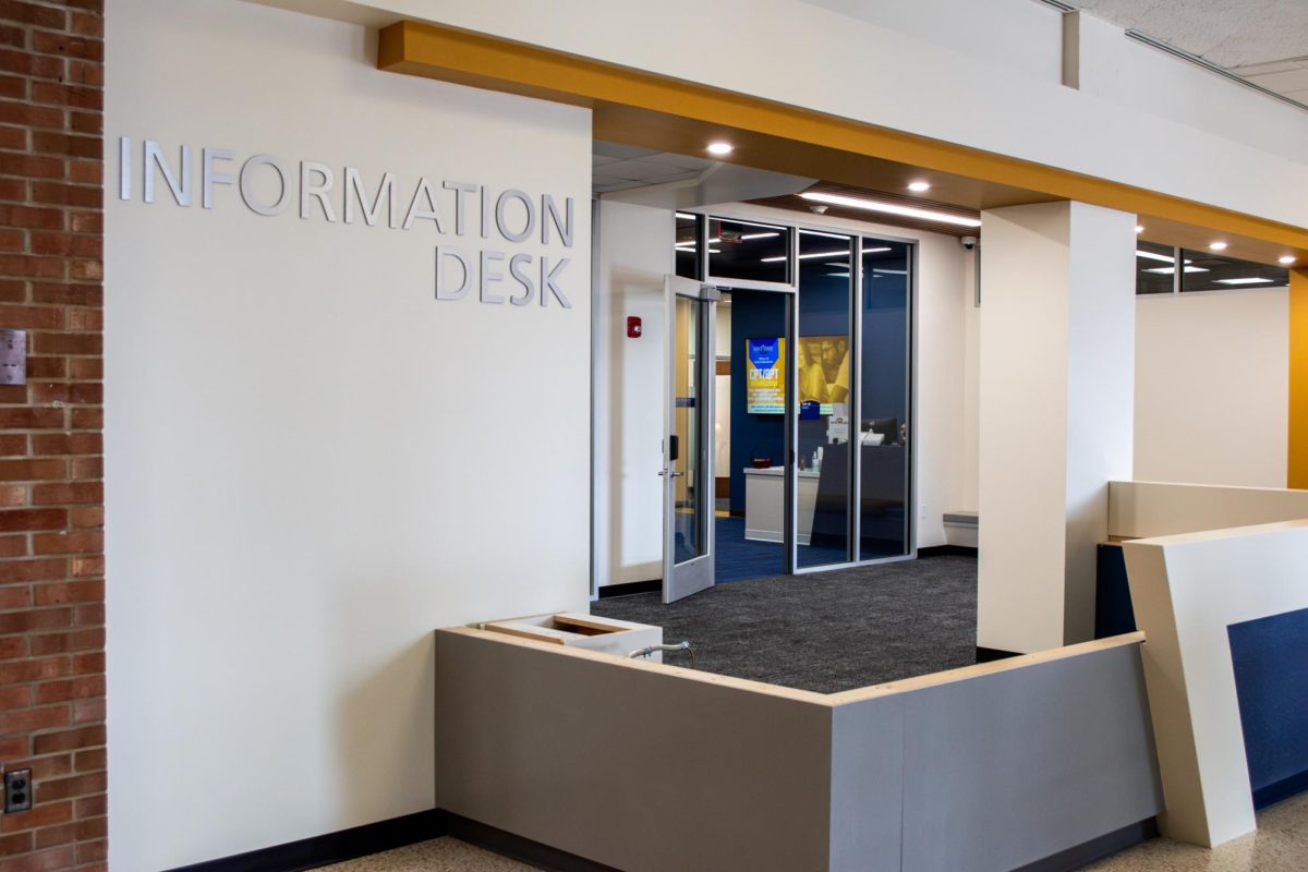 The new Information Desk located on the first floor of the Student Center on Feb. 7th, 2025.