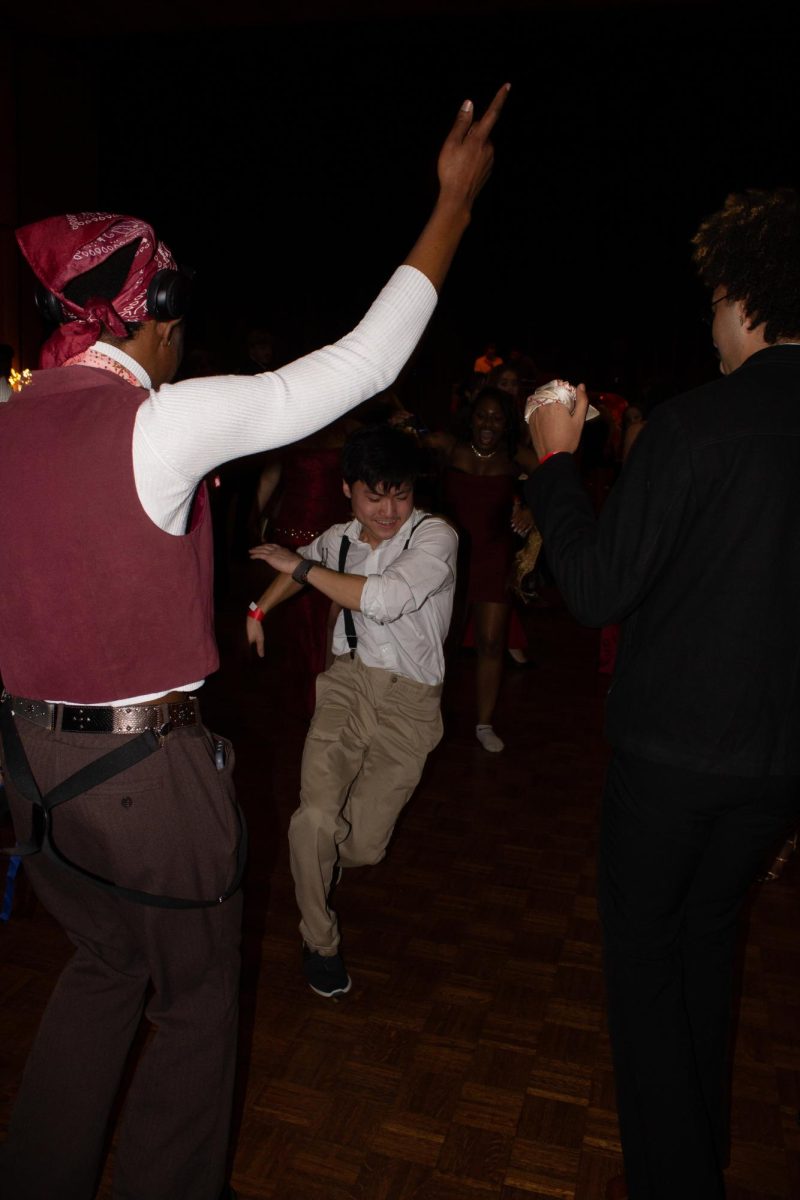 Students cheer for each other on the dance floor at FAB's Red Dress Gala on Feb. 8th, 2025.
