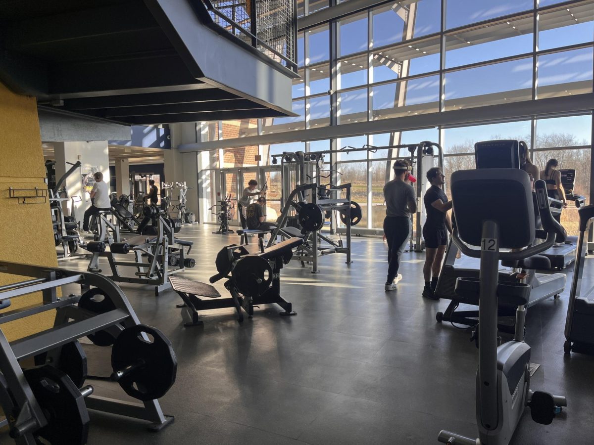 Kent State students working out in the Recreation and Wellness Center on Feb. 7, 2025. 