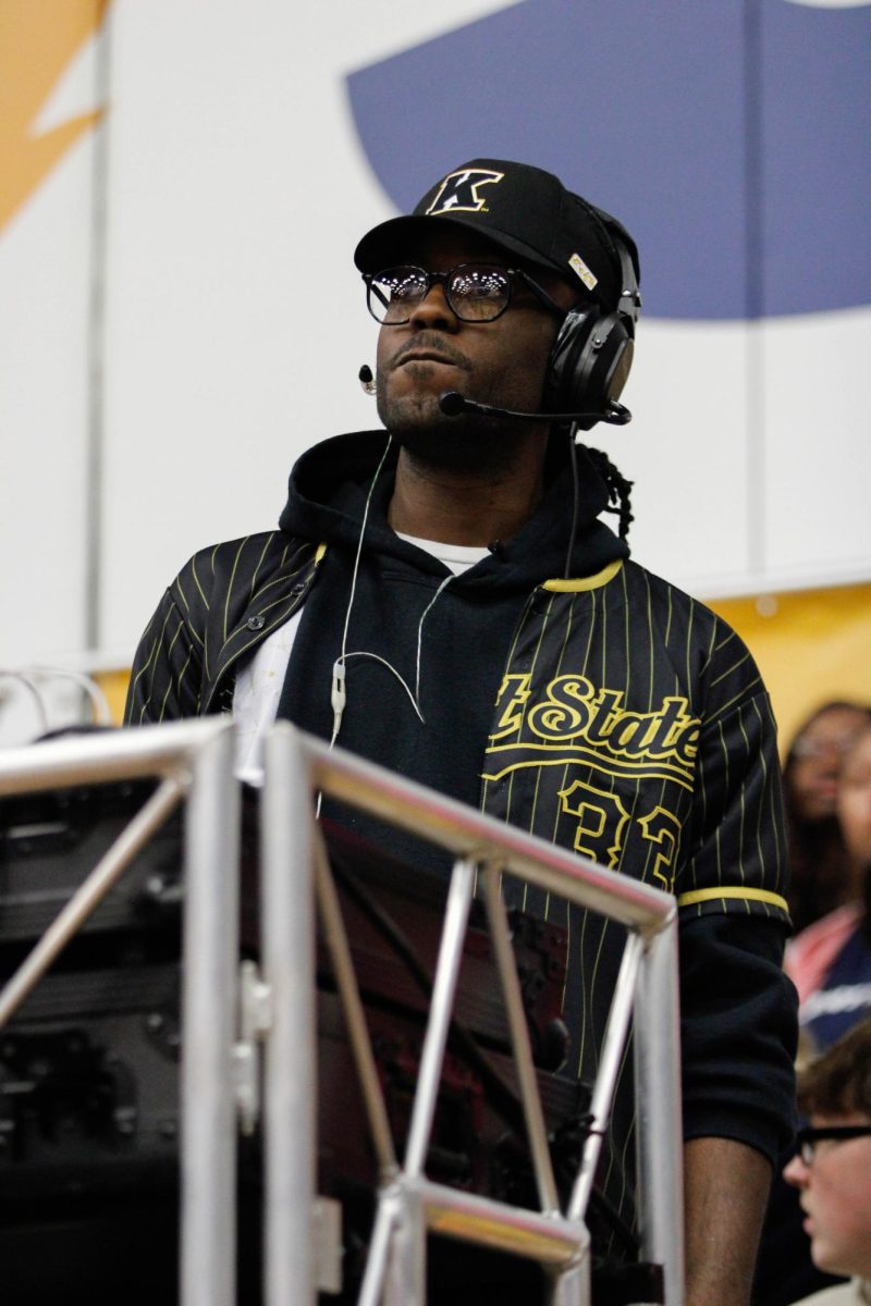 DJ Smillz playing music during the Kent State men's basketball rivalry match against Akron University on Jan. 31, 2025. 