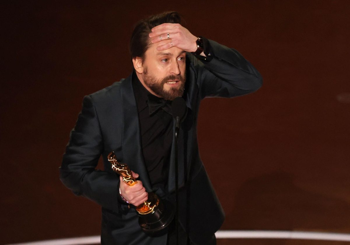 Kieran Culkin receives the Oscar for Best Supporting Actor for "A Real Pain" during the Oscars show at the 97th Academy Awards in Hollywood, Los Angeles, California, U.S., March 2, 2025.