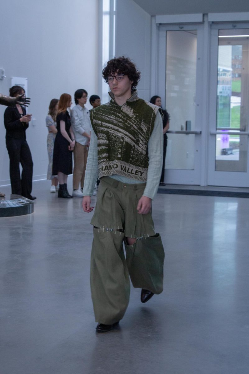 Model wearing Myles Parent B.F.A. walks at Kent State Annual Fashion Show on April 24, 2025.