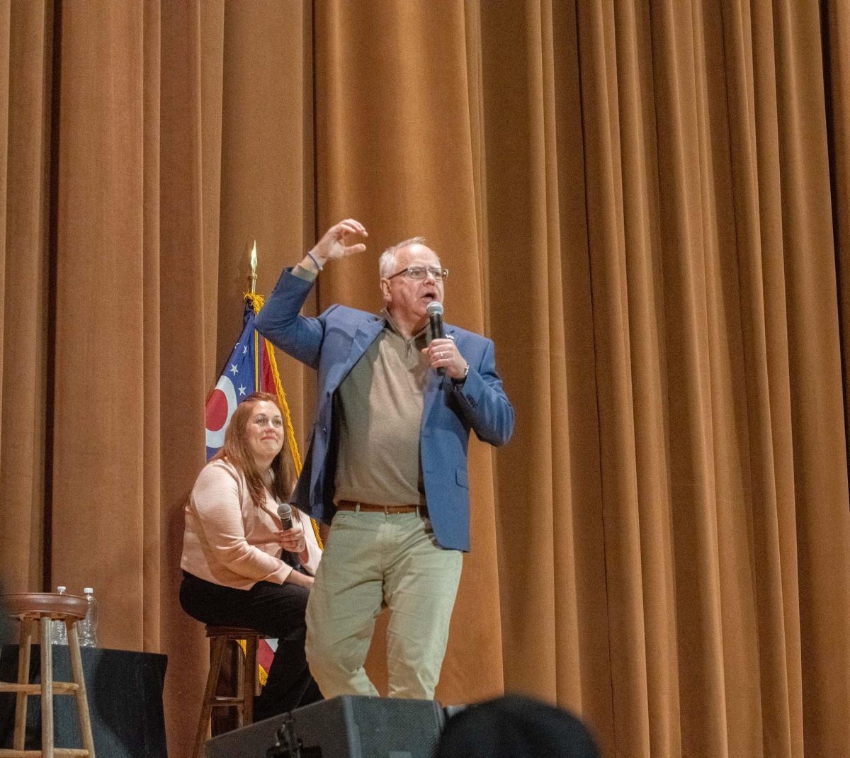 Tim Walz appears at the DeYor Performing Arts Center in Youngstown, Ohio speaking about issues including education, same sex marriage and more on April 7, 2025.