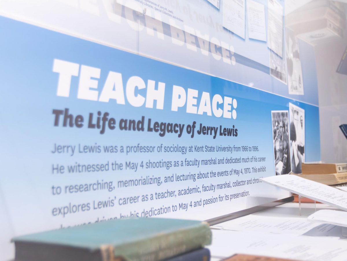 The "Teach Peace: Jerry Lewis Exhibit" at the May 4 Visitors Center offers an in-depth look at Lewis and who he was as a professor of sociology at Kent State.