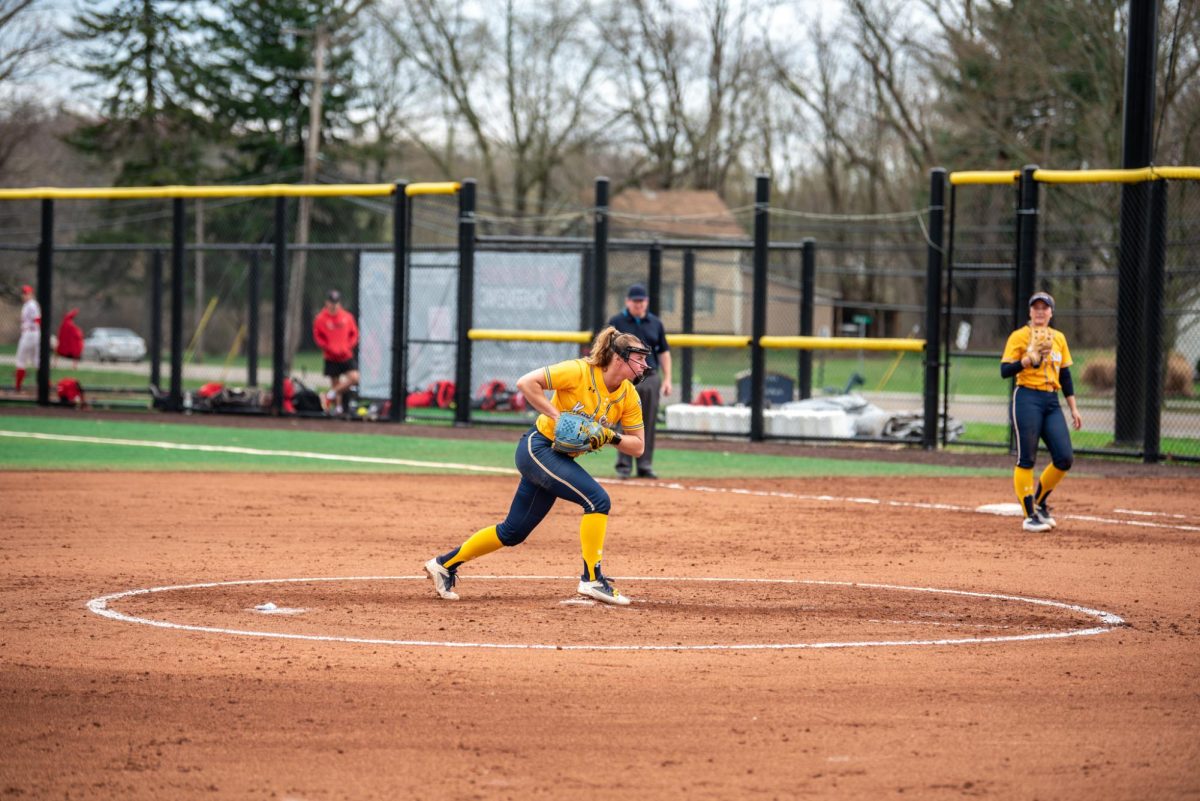 Kent redshirt sophomore Kendal Leitner prepares to pitch in the top of the second against Ball State on Saturday, April 5, 2025.