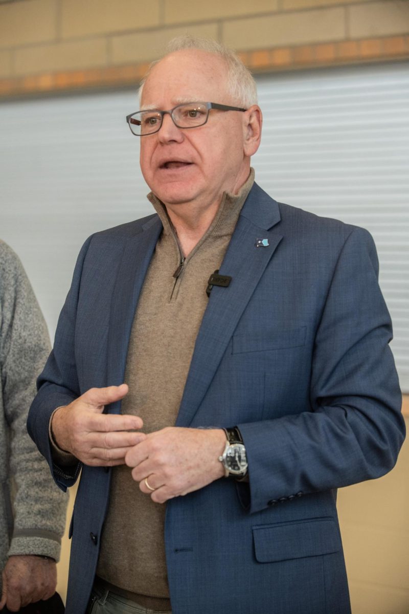 Tim Walz appears in the Town Hall in Youngstown, Ohio on Monday, April 7th, 2025. 