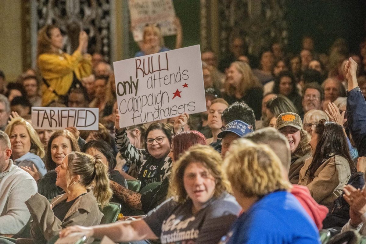Tim Walz appears at DeYor Performing Arts Center in Youngstown, Ohio on Monday, April 7th, 2025 with a crowd of approximately 2,100 attendees and 500 people in a overflow room.