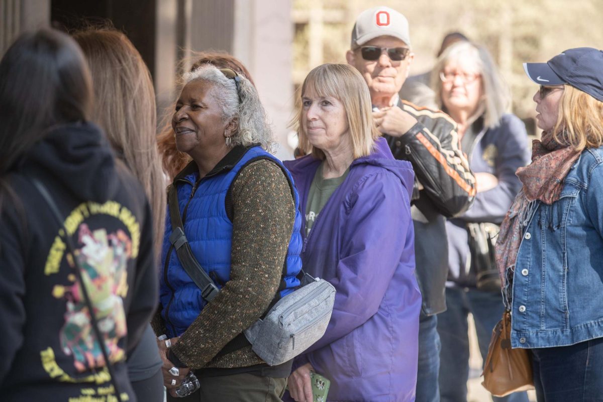 Lucy Noreland Smith (Left) attends Governor Tim Walz meeting at the DeYor Performing Arts Center the Town Hall on Monday, April 7th, 2025.