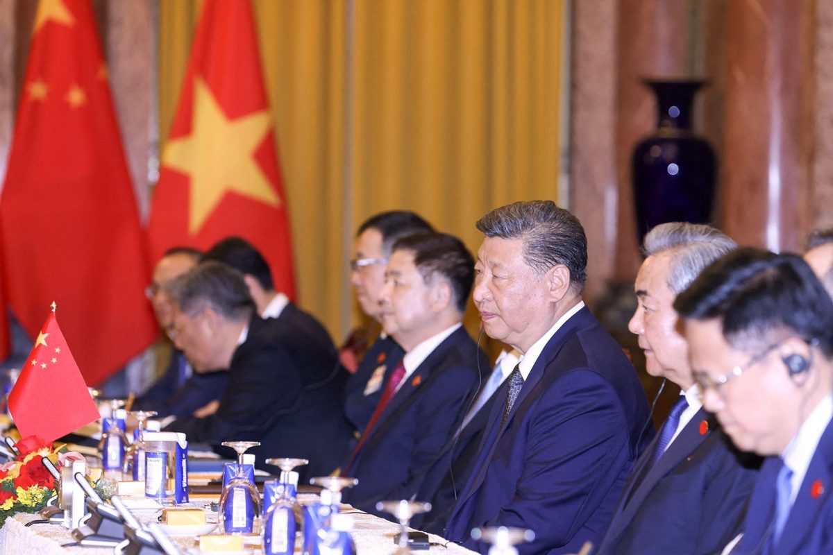 Chinese leader Xi Jinping attends a meeting at the Presidential Palace in Hanoi, Vietnam on April 15, 2025 on his three-nation tour of Southeast Asia.
