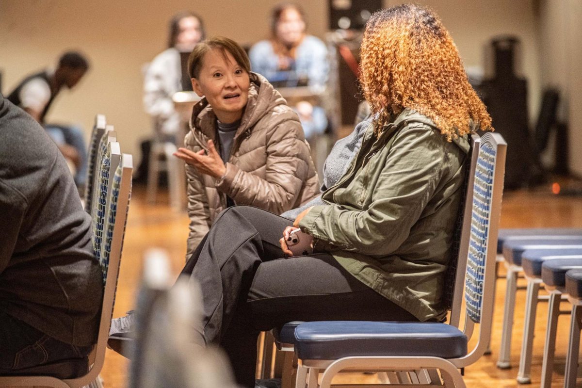 Kent employee Patty Suh attends the reveal of the Wellness Survey results in the Student Center Wednesday, April 9, 2025. 