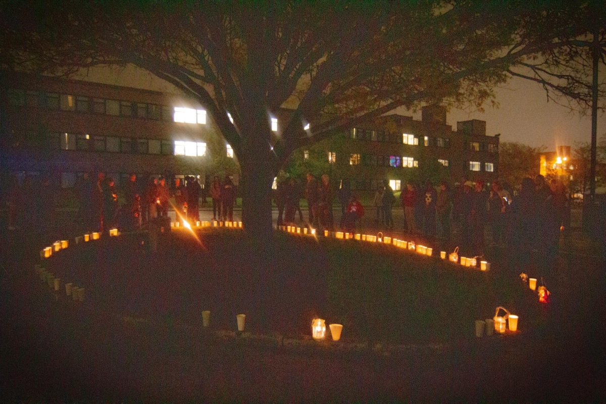 KSU Students, Alumni, and Kent Civilians gather at the May fourth memorial to pay respect on May 3, 2025.
