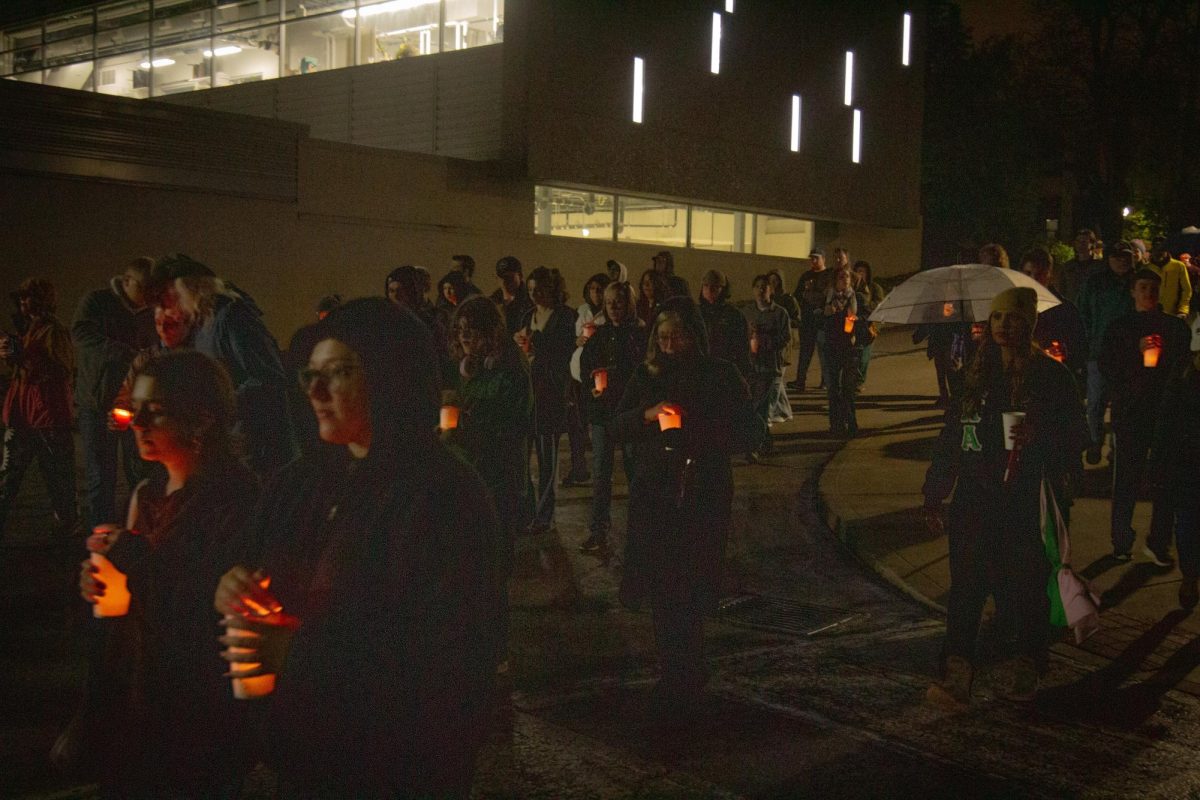 KSU Students, Alumni, and Kent Civilians walk with vigils for the anniversary of May fourth on May 3, 2025.