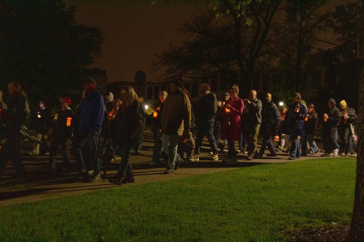 KSU Students, Alumni, and Kent Civilians walk with vigils for the anniversary of May fourth on May 3, 2025.