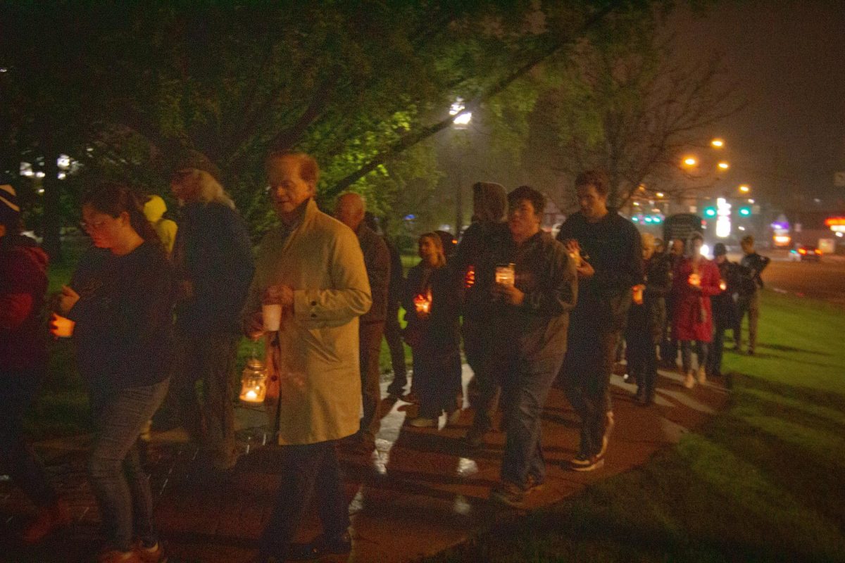 KSU Students, Alumni, and Kent Civilians walk with vigils for the anniversary of May fourth on May 3, 2025.