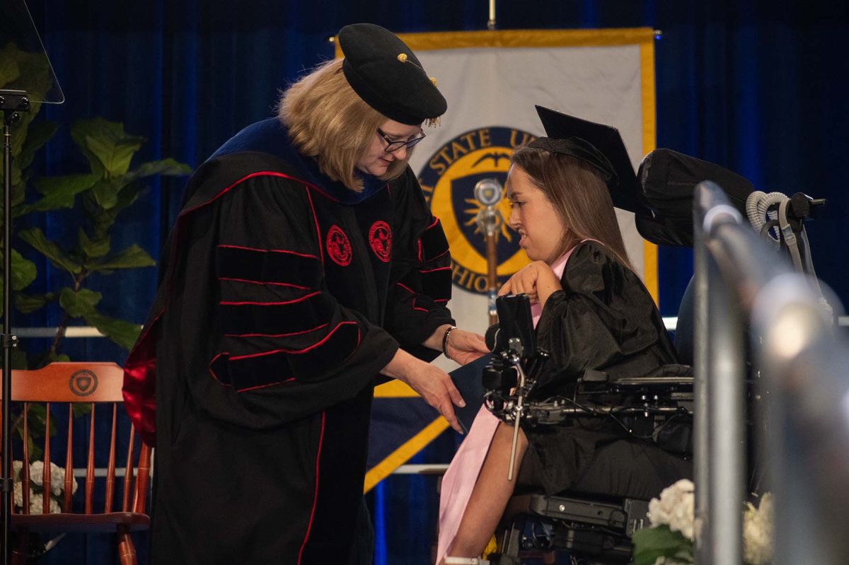 Halima Tuesdail, Kent graduate, is the first student to accept her degree at commencement on Saturday May 10, 2025. 