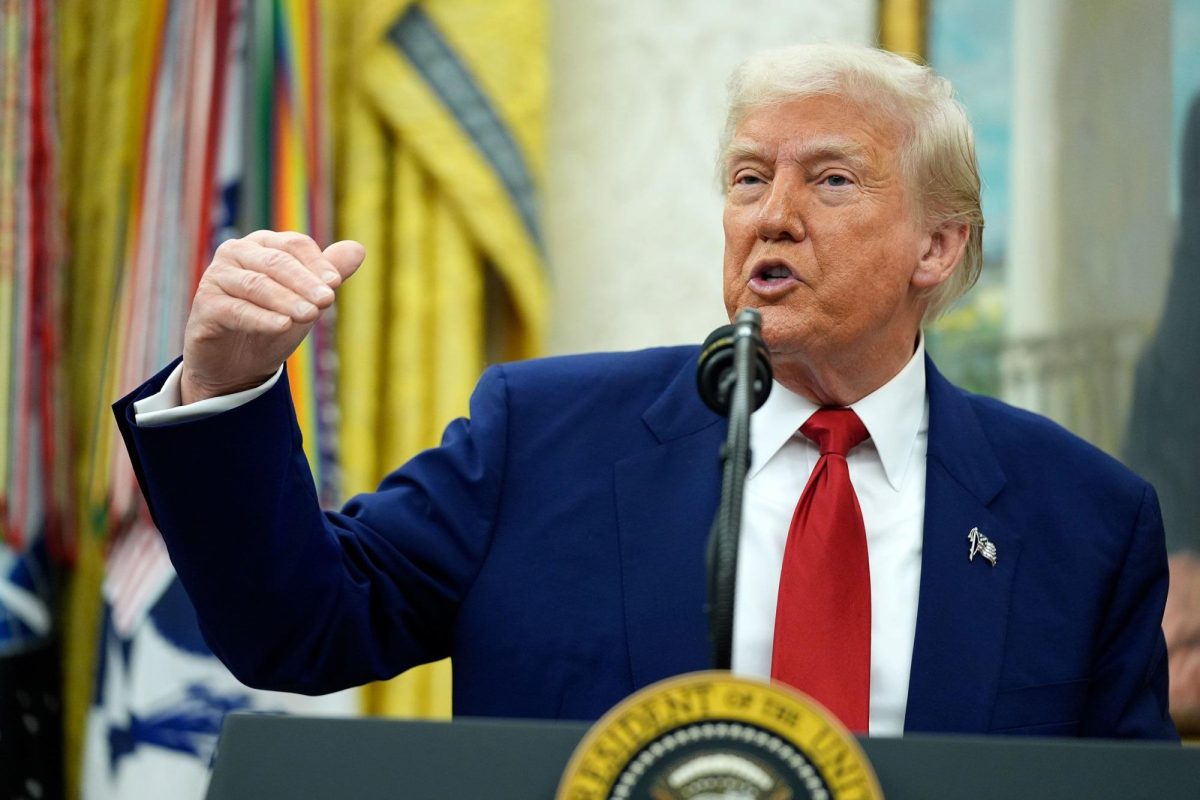 President Donald Trump speaks during a swearing-in ceremony for interim US Attorney General for the District of Columbia Jeanine Pirro on May 28 in Washington, DC.