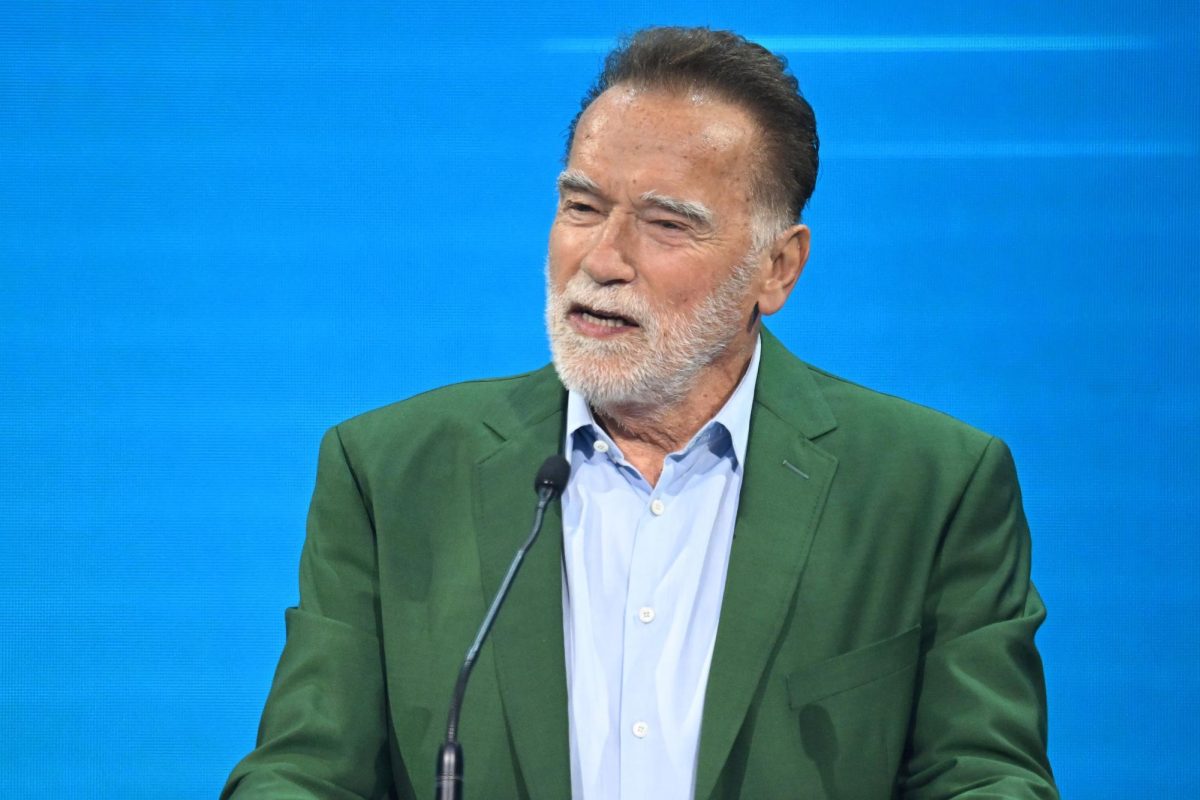 Arnold Schwarzenegger is pictured on June 3 during a speech in Austria.