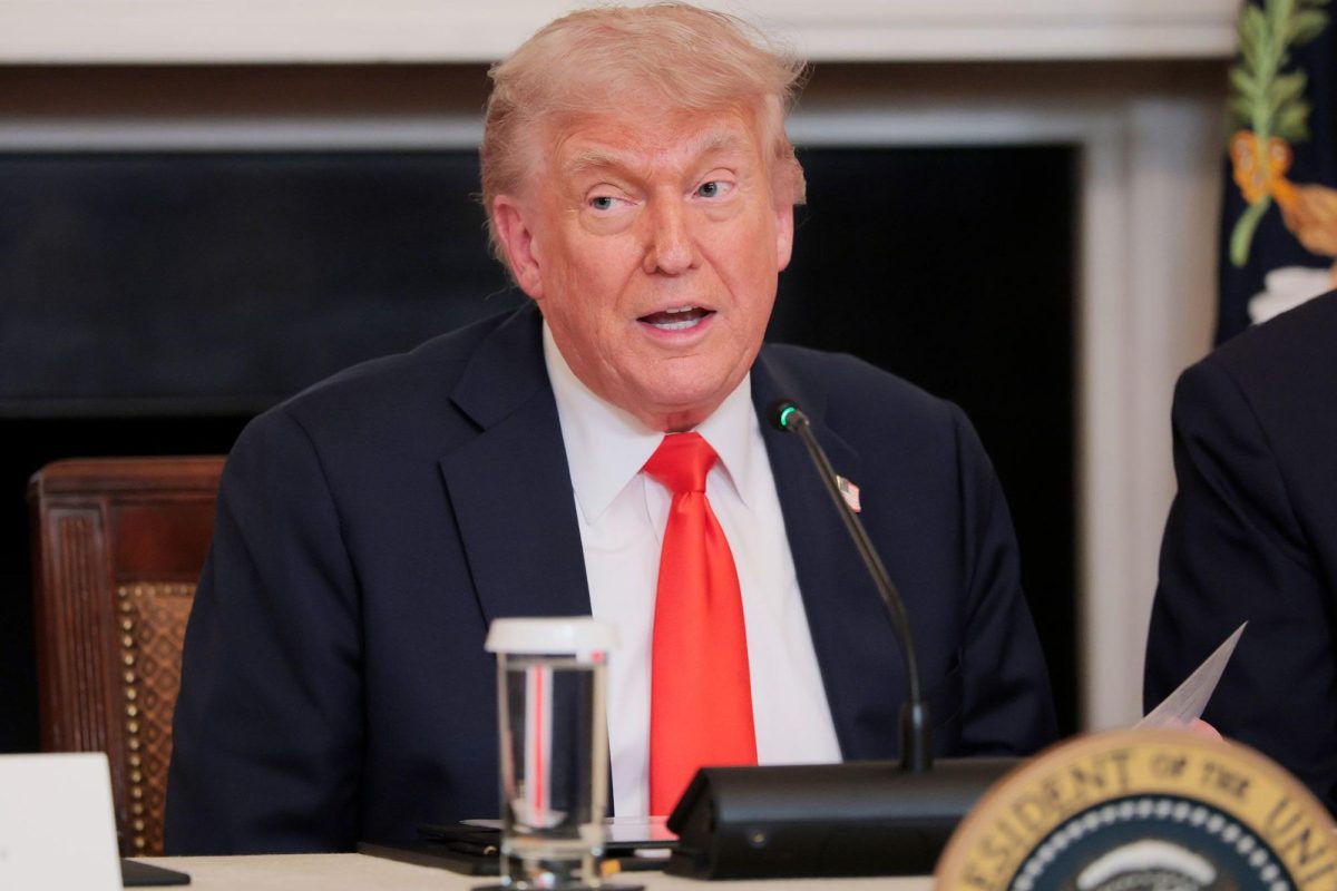 President Donald Trump speaks at a roundtable in the State Dining Room at the White House on June 5 in Washington, DC.
