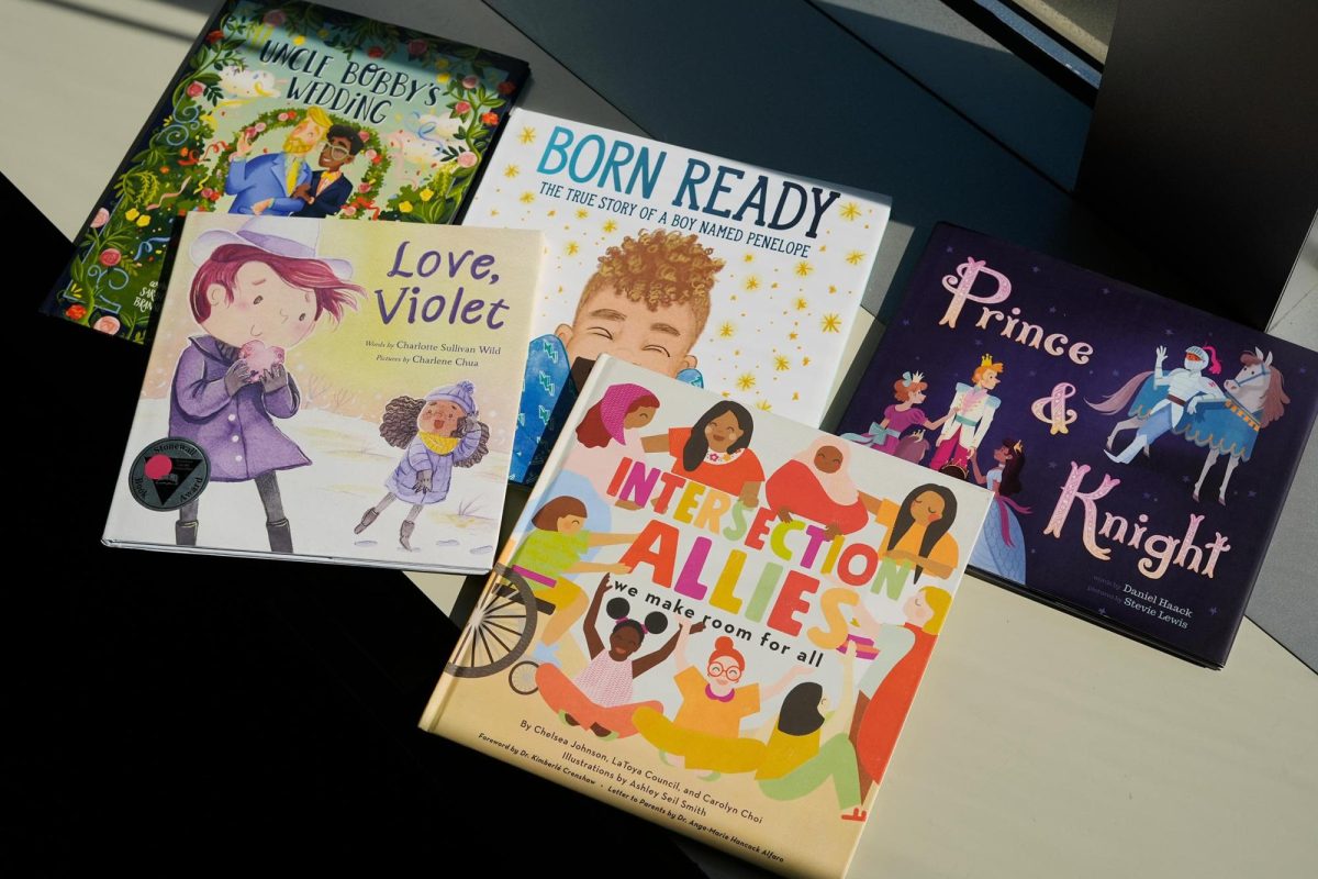 A selection of books featuring LGBTQ characters that are part of a Supreme Court case are pictured on April, 15, 2025, in Washington, DC.