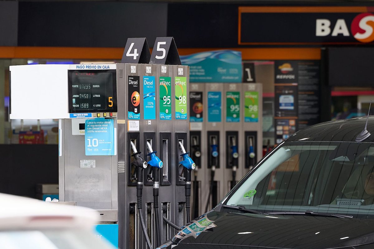 Gas pumps at a Repsol gas station in Madrid, Spain, on Sunday.