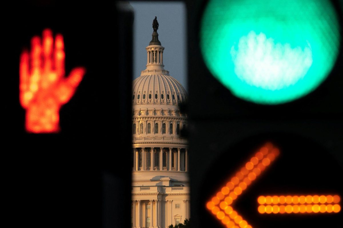 Stoplights change in front of the US Capitol as Republican lawmakers struggle to pass US President Donald Trump's sweeping spending and tax bill, on Capitol Hill in Washington, DC, on June 30, 2025.