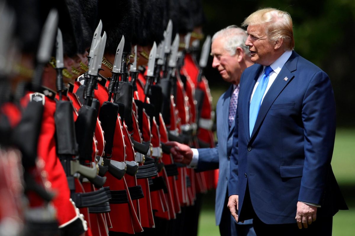	US President Donald Trump inspects a guard of honour with then-Prince Charles at Buckingham Palace during his first state visit in 2019.